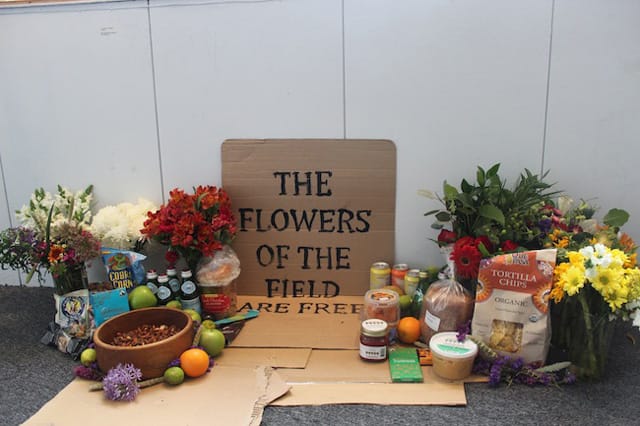 Kent's flower and food display on day three of the performance (click to enlarge)