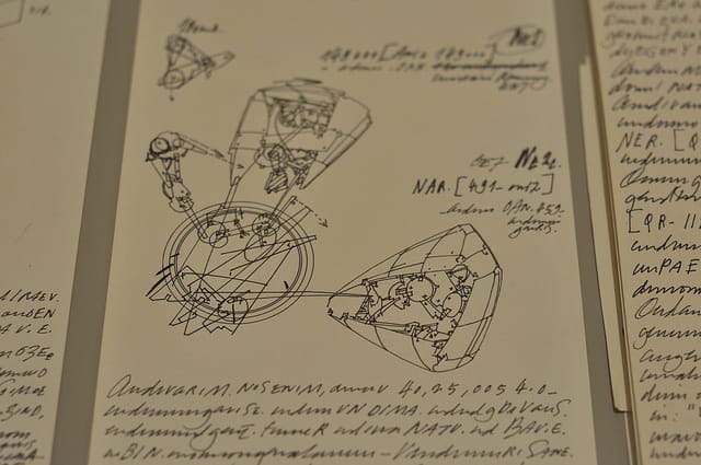 Lebbeus Woods, "Sketches from New York City" (c. 1989), ink, graphite, and electrostatic prints