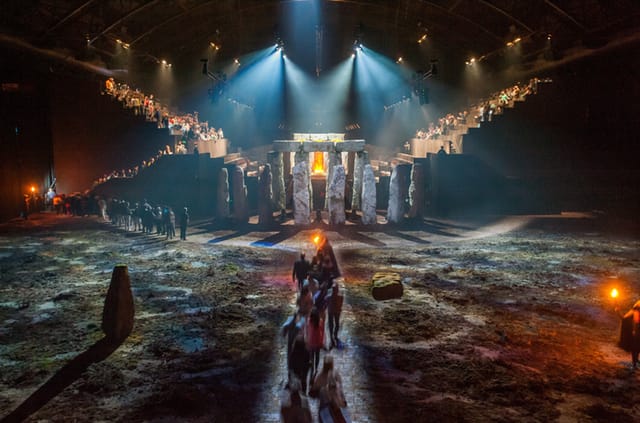 Audience approaching "Macbeth" through the Heath in the Park Avenue Armory (photograph by Stephanie Berger, courtesy Park Avenue Armory)