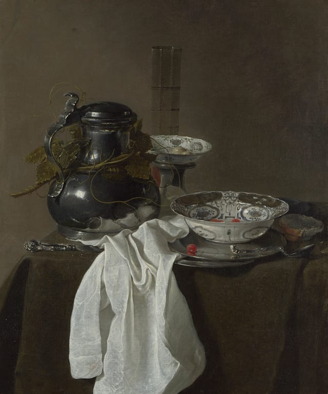 Jan Jansz. Treck (1605/6 – 1652) Still Life with a Pewter Flagon and two Ming Bowls, 1651 Oil on canvas The National Gallery, London. Bought, 1931 © The National Gallery, London 