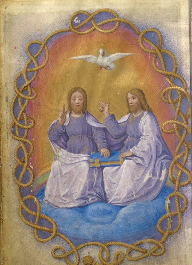 Trinity Illuminated by the Master of Claude de France Prayer Book of Queen Claude de France; France, Tours, ca. 1517 The Morgan Library & Museum; MS M.1166 (fol. 24v) Gift of Mrs. Alexandre P. Rosenberg, in memory of her husband Alexandre Paul Rosenberg. Photography by Graham S. Haber, 2013