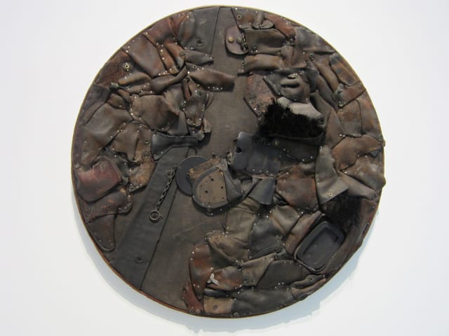 Nancy Grossman, "Walrus" (1966), mixed media assemblage mounted on wood, 24 1/2 x 24 1/2 x 2 5/8 in. (photograph by the author)