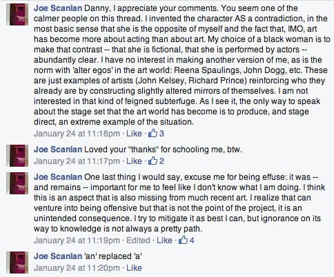 Excerpt from Joe Scanlan's comments on Facebook (click to enlarge)