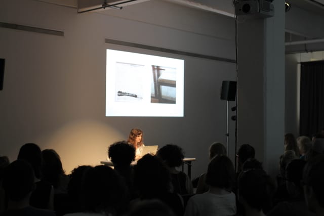 Frances Stark, Artists on Artists, Dia Art Foundation, 535 West 22nd Street, New York City, June 16, 2014 (photo by Erin Goldberger)