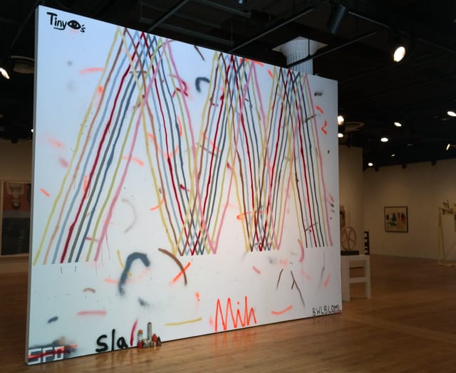 Alicia McCarthy's "Untitled" (2014) mural at Grey Art Gallery, which was commissioned for the show.