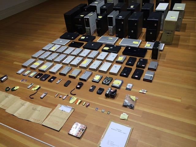 Ai Weiwei, "Untitled" (2011), office supplies confiscated from FAKE studio during Ai Weiwei's detention