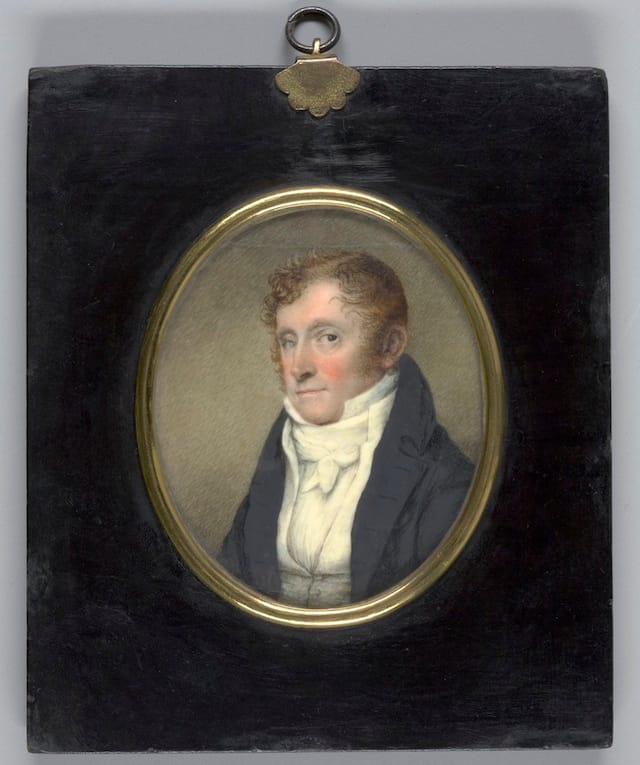 Self-portrait by William Dunlap (1812), watercolor on ivory (via Yale University Art Gallery)