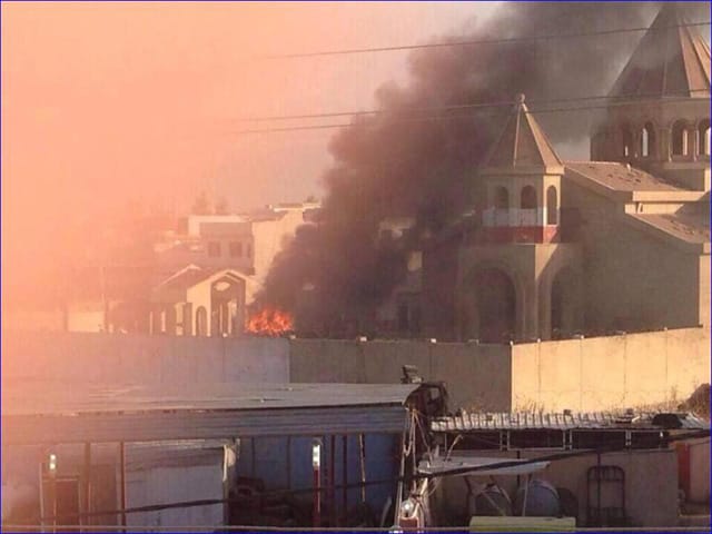 St. Etchmiadzin Armenian church in Mosul following attacks by ISIS. (via aina.org)