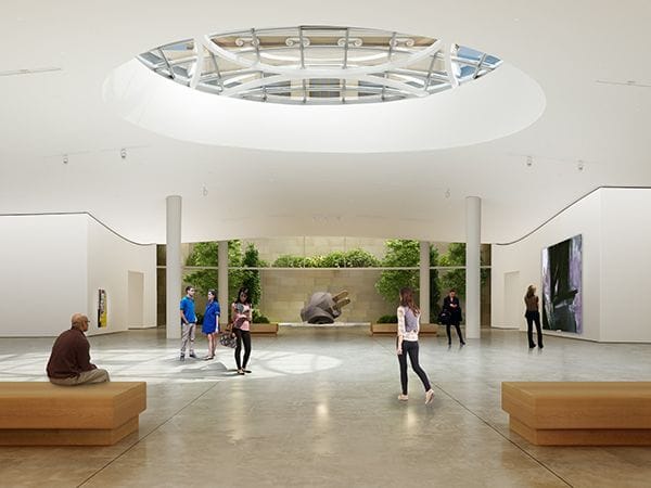 The new underground galleries will be lit in part by a skylight in the East Terrace (rendering © Gehry Partners, LLP)