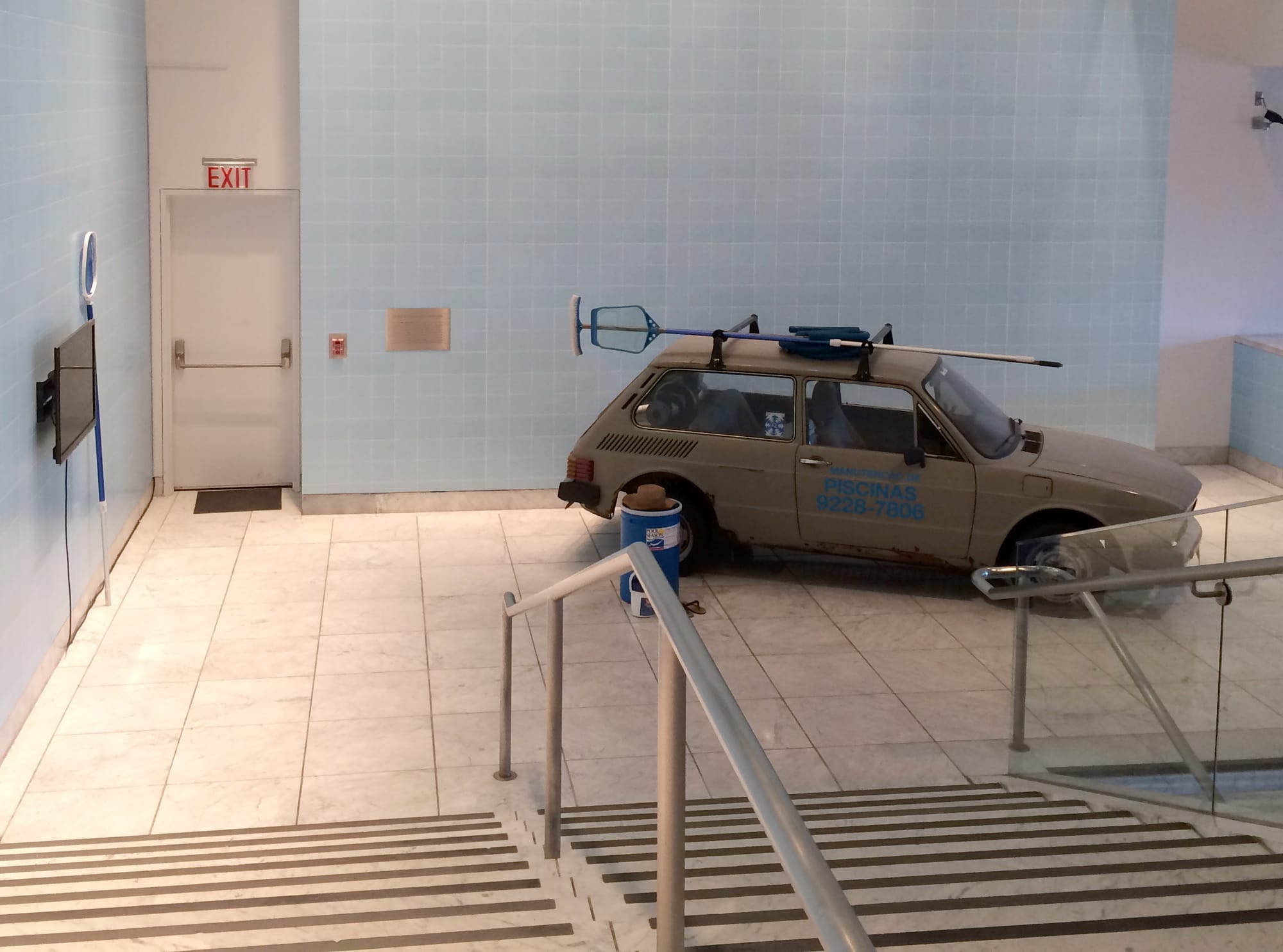 Installation view, Clarissa Tossin, “Brasília, Cars, Pools and Other Modernities” (2009-2013)