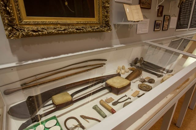 The long case containing actual artifacts from the original Jenks Museum (image courtesy of Jenks Museum) 