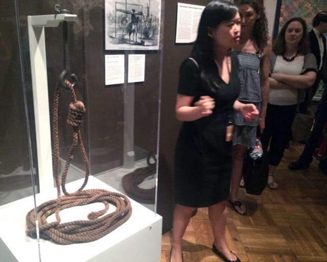 The noose and hook that killed American abolitionist John Brown in the mid-19th century. (photo by the author for Hyperallergic)