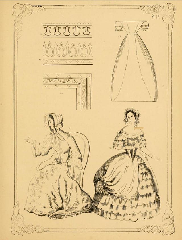 Illustration from "Dress as a Fine Art" by Mrs. Merrifield (1854)