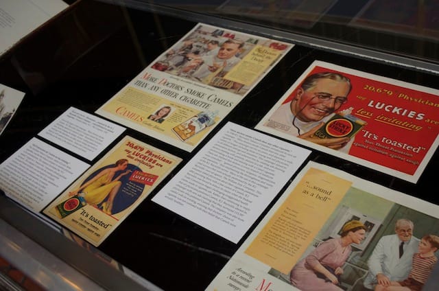 "Selling Smoke" exhibition installation (courtesy Cushing/Whitney Medical Library, Yale University)