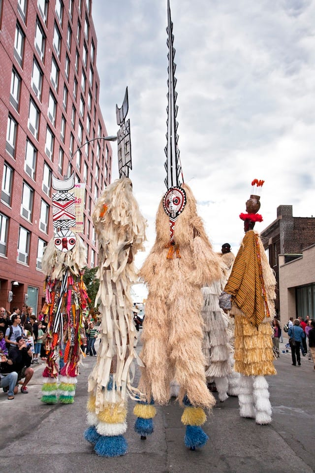 Laura Anderson Barbata, Jumbie Camp, 2007  Twenty-fourth Street Performance  Collaboration with the Brooklyn Jumbies, Chelsea, New York  Photo: Frank Veronsky, courtesy of the artist and BRIC
