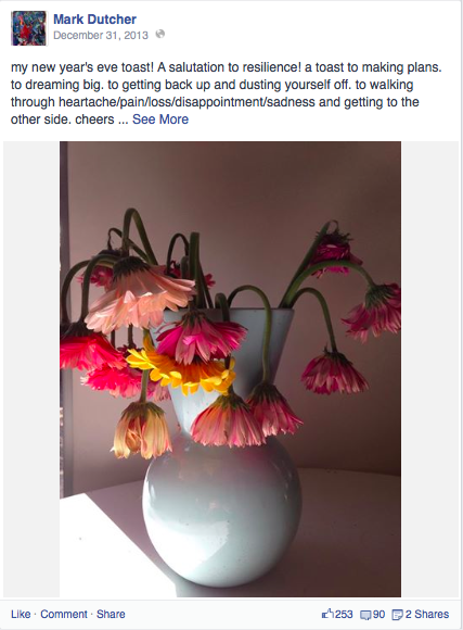 Facebook post from December 31, 2013 (via Facebook/MarkDutcher)