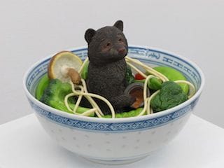 Hayley A. Silverman, "Untitled Bear" (2014), polyurethane food ingredients, epoxy resin, figurines, 10 x 10 x 4 inches (via americanmedium.net)