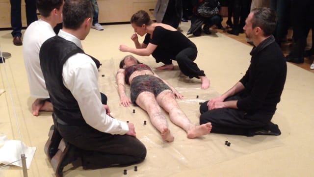 A reenactment of Lygia Clark's "Anthropophagic Slobber" (1973) at MoMA