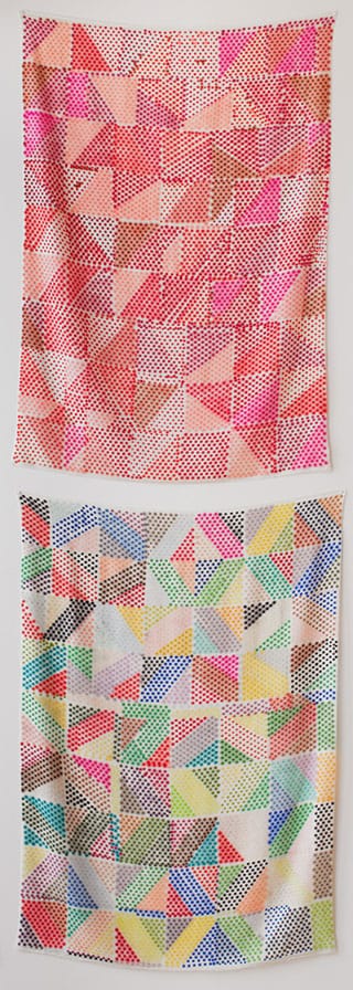 Installation view, ‘Polly Apfelbaum: A Handweaver’s Pattern Book,’ Clifton Benevento, New York, 2014 