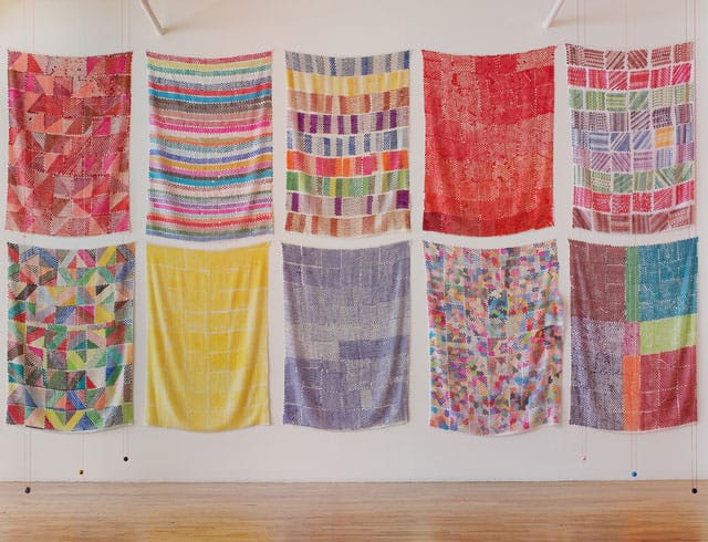 Installation view, ‘Polly Apfelbaum: A Handweaver’s Pattern Book,’ Clifton Benevento, New York, 2014 
