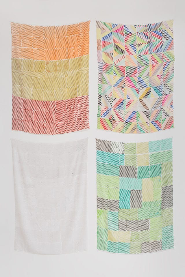 Installation view, ‘Polly Apfelbaum: A Handweaver’s Pattern Book,’ Clifton Benevento, New York, 2014 