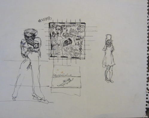 David Bowie, "Gasmask Sketch" (1979) (© the David Bowie Archive) (click to enlarge)