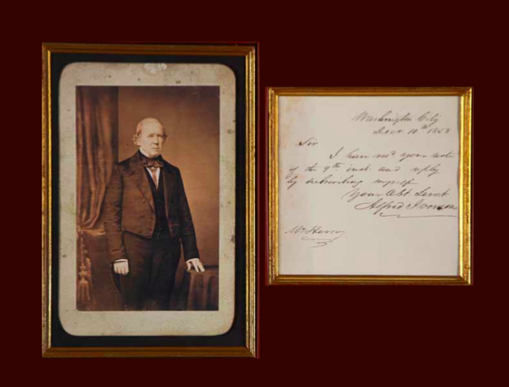 Matthew Brady, "Photograph of Senator Alfred Iverson" (1858), 17 x 22 inches framed, displayed with signed Iverson letter