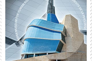 Detail of the new CMHR stamp issued by Canada Post (via globalnews.ca)