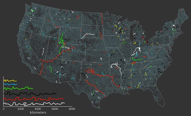 "US rivers & streams named for colors," from freewheelmaps.com with information from US Gov Open Data