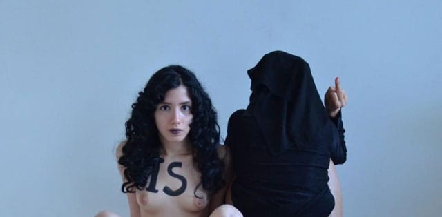 Detail of Aliaa Magda Elmahdy and Femen's photo protesting the policies of the Islamic State