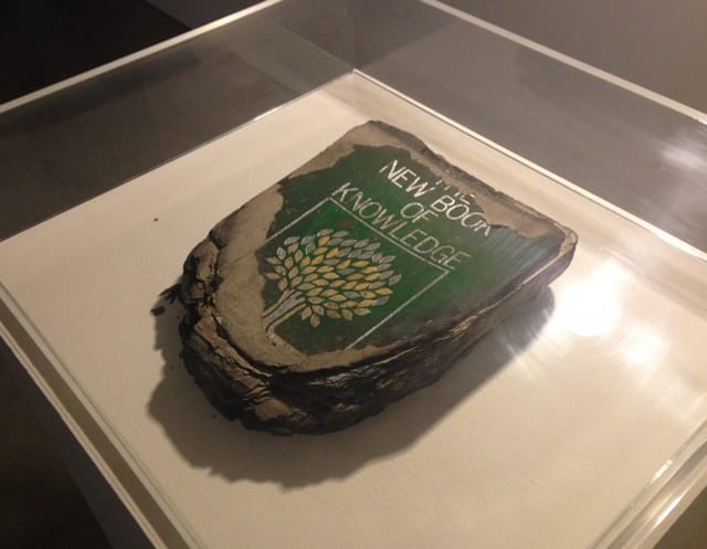 Scott Hocking, "New Book of Knowledge" (2010), fire and water damaged book of knowledge, 10 x 8 x 2 1/2 in (click to enlarge)