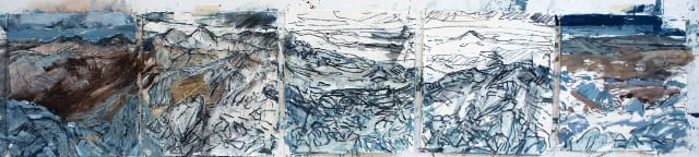 Joe Wilson, "Panorama from Ben Lettery  stage II" (nd),  oil,  22 x 110 cm