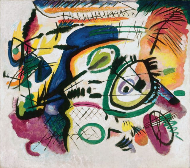 Wassily Kandinsky, "Fragment I for Composition VII (Center)" (1913),  oil on canvas, 34 15/16 × 39 7/16 in (88.74 × 100.17 cm), Gift of Mrs. Harry Lynde Bradley (photo by Larry Sanders, © Artists Rights Society [ARS], New York / ADAGP, Paris) (click to enlarge)