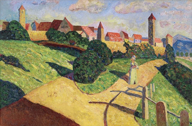 Wassily Kandinsky, "Old Town II" (Alte Stadt II, 1902), oil on canvas, 20 1/2 × 30 7/8 in,  Centre Georges Pompidou, Musée national d’art moderne, Paris (© Centre Pompidou, MNAM-CCI / Service de la documentation photographique du MNAM / Dist.RMN-GP) (© 2014 Artists Rights Society [ARS], New York / ADAGP, Paris) (click to enlarge)