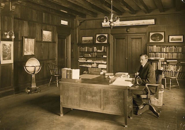 National Geographic Editor Gilbert H. Grosvenor at the National Geographic Headquarters in Washington, DC (1914) (photograph by Leet Brothers, National Geographic Creative)
