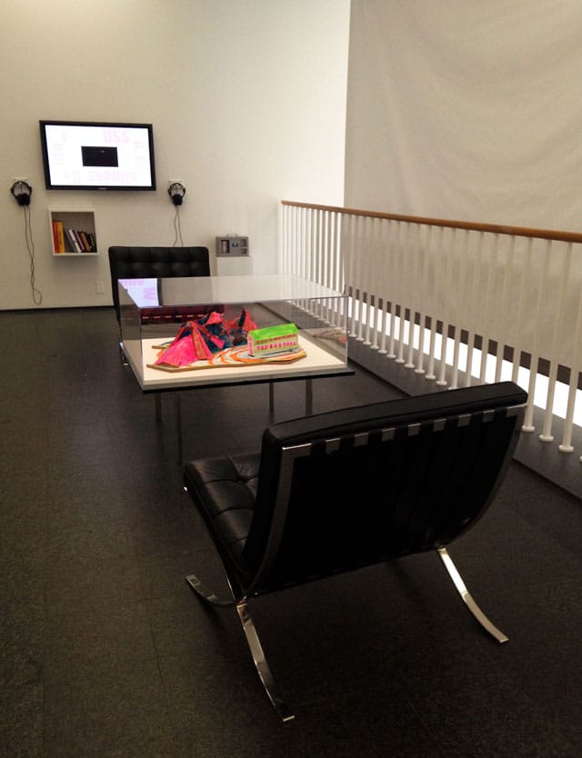 The library for Zachary Cahill's 'Snow' at MCA Chicago (click to enlarge)