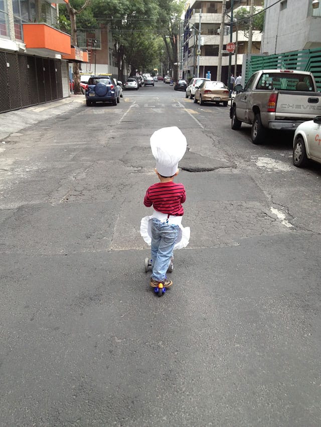 Carlito, the artist’s son, as the hurried chef (all images courtesy the artist)