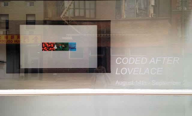 Olia Lialina's "Animated GIF Model" on view outside Whitebox (photo by the author for Hyperallergic)