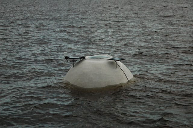 Sean Connaughty's "Art of the Anthropocene" floating on Lake Superior (all photos by the author for Hyperallergic)