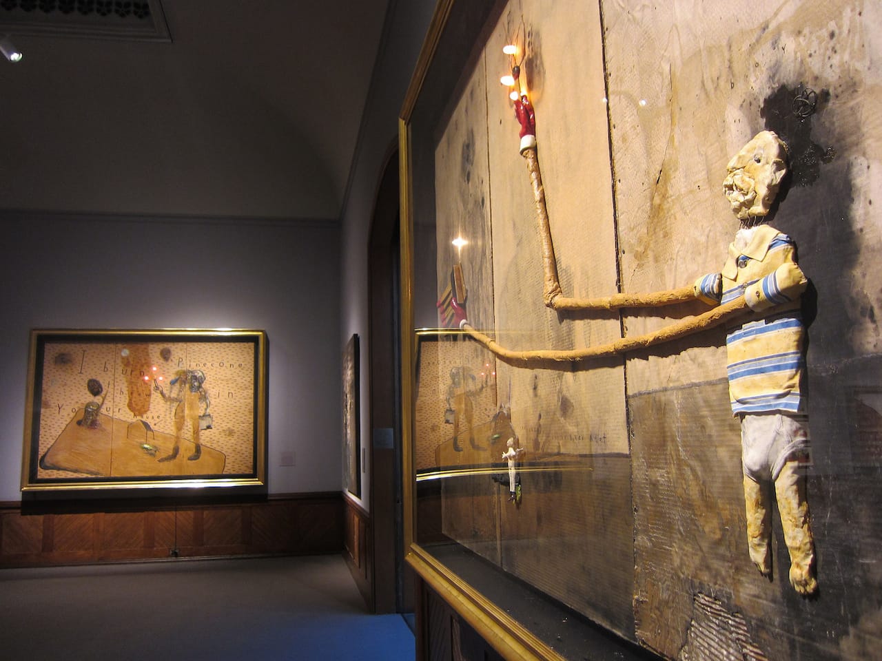 David Lynch, "Boy Lights Fire" (2010), mixed media on cardboard