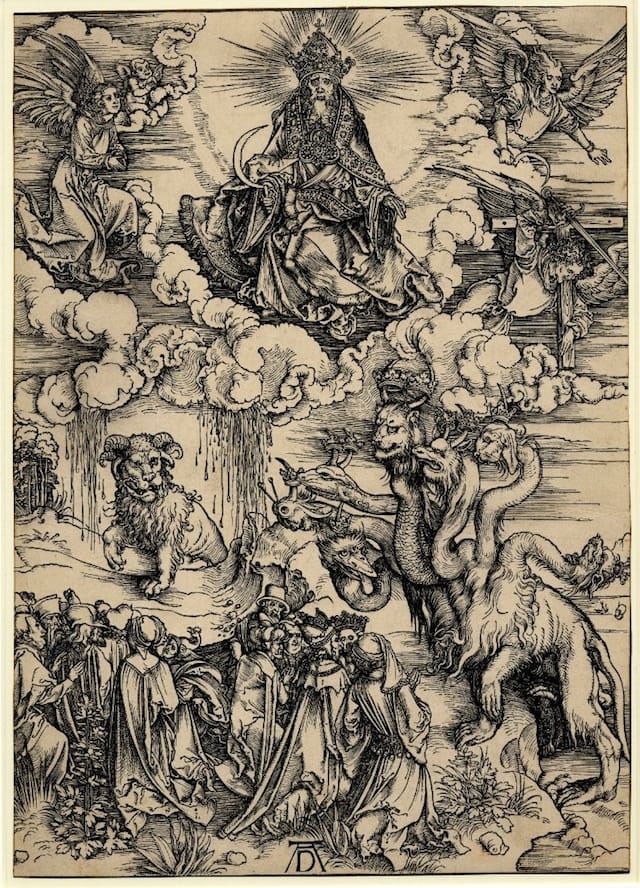 The beast with the lamb's horns and the beast with seven heads (1498) (via British Museum)
