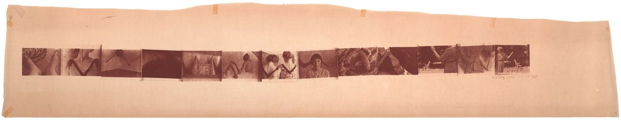 Francesca Woodman, "Zig Zag Study, New York" (1980), archival pigment estate print, 14.25 x 75.5 cm (5 5/8 x 29 3/4 in) (all images  © The Estate of Francesca Woodman, courtesy George and Betty Woodman, and Victoria Miro, London)