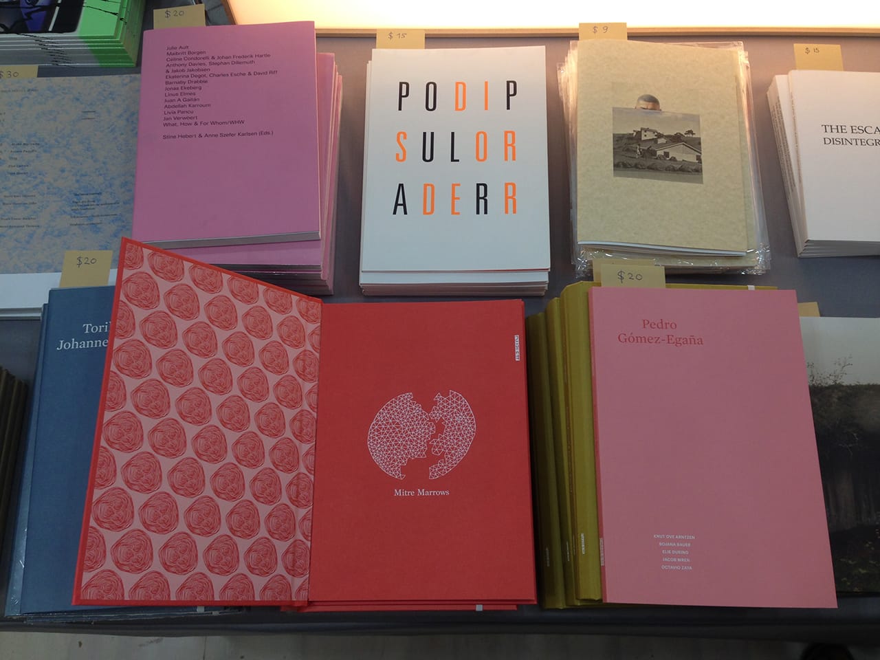 Pedro Gómez-Egaña, Dublett and the artist book Mitre Marrows. 