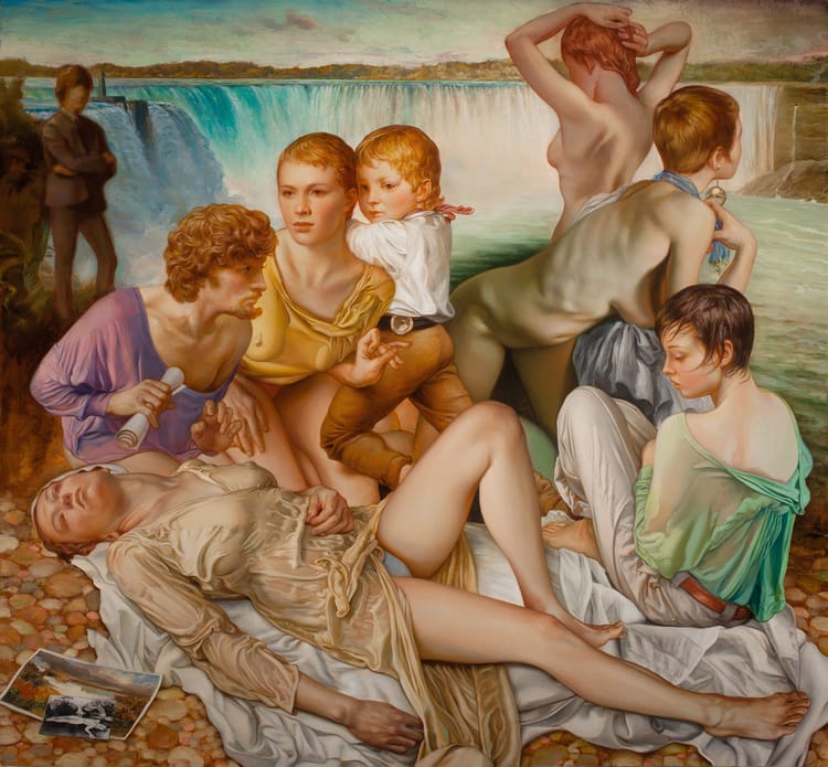 Jamie Adams, "Niagradown" (2013), oil on linen, 78 x 83 inches