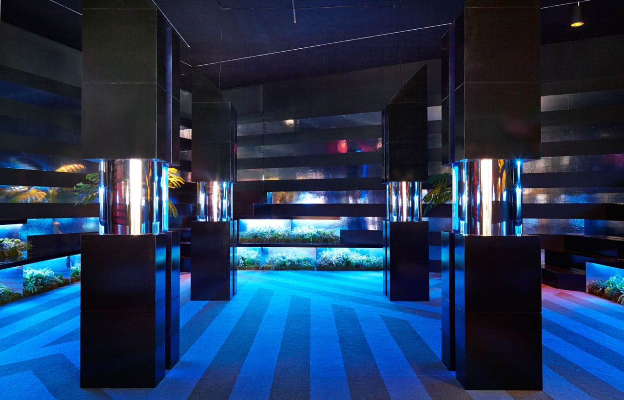 Installation view, ‘NYC Makers: The MAD Biennial’ at the Museum of Arts and Design, 2014, with detail of "Stepin One 2" by Rafael de Cárdenas/Architecture at Large (2014)   (photo by Benoit Pailley)