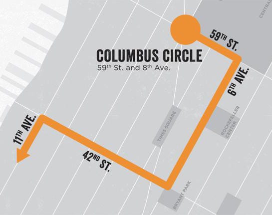 The Climate March route in NYC (via sierraclub.org)