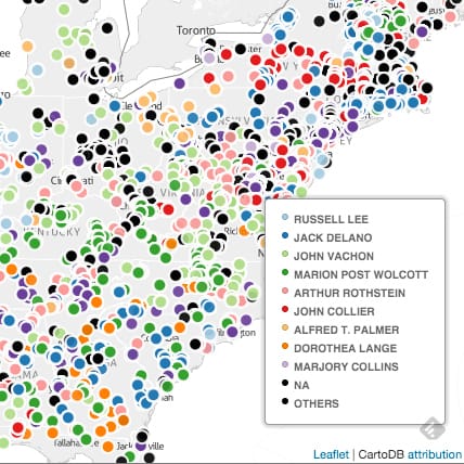 Photographer map view of Photogrammar (screenshot by the author)