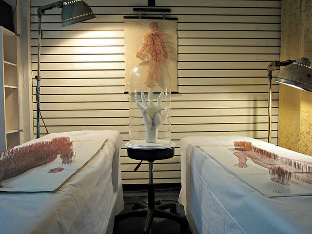 Prune  Nourry's  “Imbalance” installation in a Chinatown foot-massage parlor