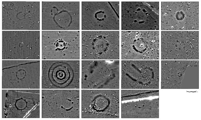 Magnetograms of the monuments hidden in the Stonehenge landscape (via lbi-archpro.org) (click to enlarge)
