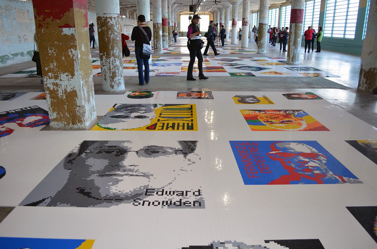 A view of Ai Weiwei's "Traces" (2014) at @Large: Ai Weiwei in Alcatraz (all photos by the author for Hyperallergic)